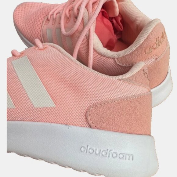 (7.5) Adidas Womens Cloudfoam Qt Racer Shoes Pink AW4005 Lace Up Low Top Mesh - Picture 7 of 10